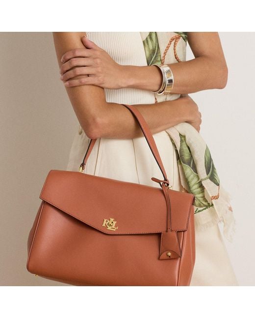 Ralph Lauren Brown Nappa Leather Medium Farrah Soft Satchel
