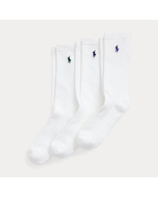 3 pares de calcetines Wimbledon Polo Ralph Lauren de hombre de color White