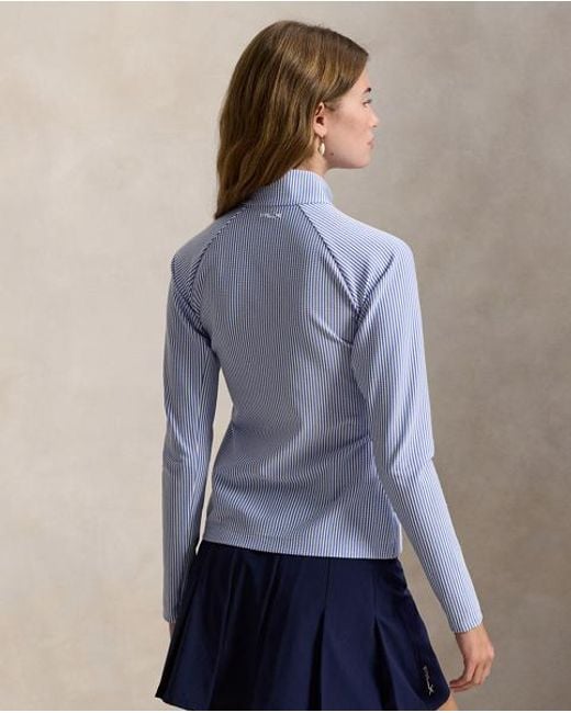 Ralph Lauren Blue Seersucker Mockneck Zip Jacket