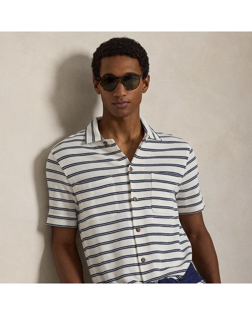 Polo Ralph Lauren Brown Striped Pointelle-Jersey Camp Shirt for men