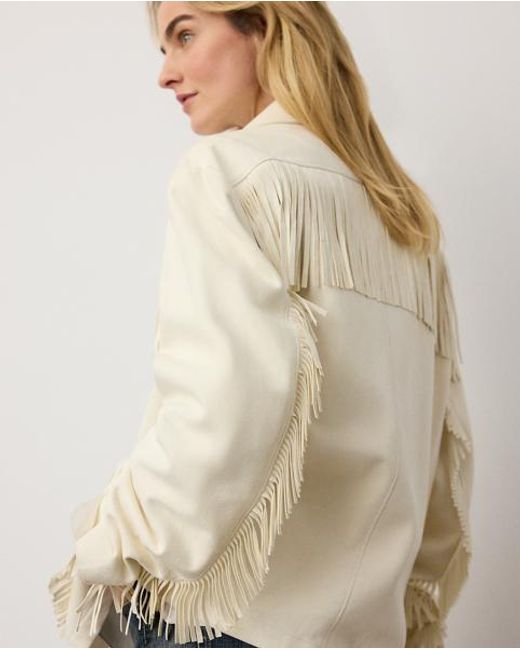 Ralph Lauren Natural Perce Fringe-Trim Lamb-Suede Jacket