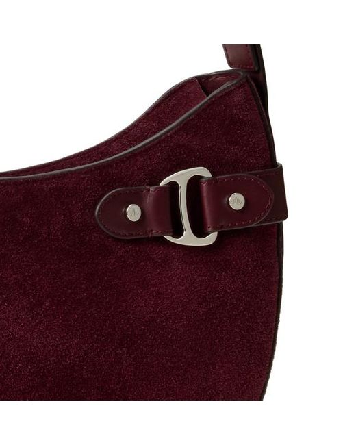 Borsa a spalla Tasha grande in camoscio di Ralph Lauren in Red