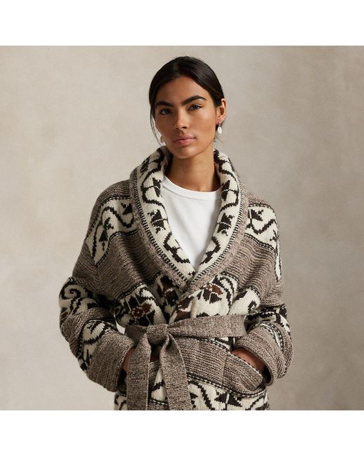 Polo Ralph Lauren Brown Wool-Blend Shawl-Collar Cardigan