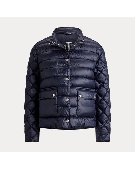 Ralph Lauren Blue Quilted Mockneck Puffer Jacket