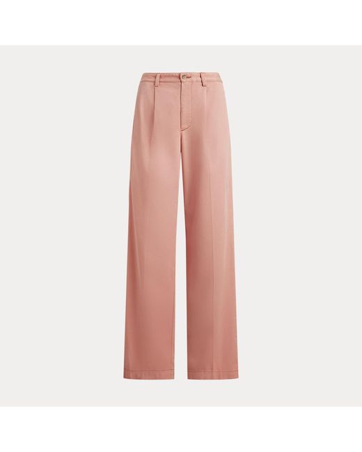 Polo Ralph Lauren Pink Pleated Cotton-Blend Relaxed Trouser