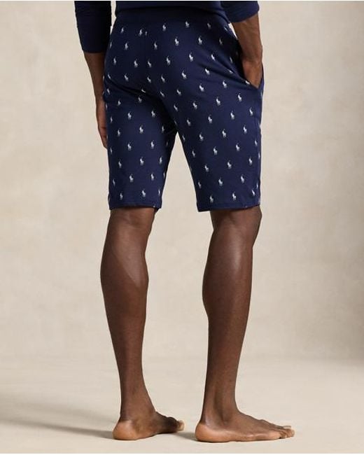 Polo Ralph Lauren Blue Allover Pony Cotton Jersey Sleep Short for men