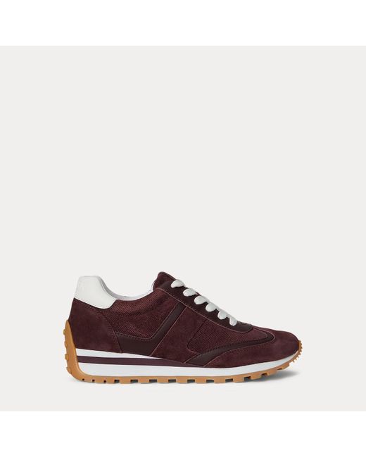 Ralph Lauren Brown Dani Perforated Suede Trainer