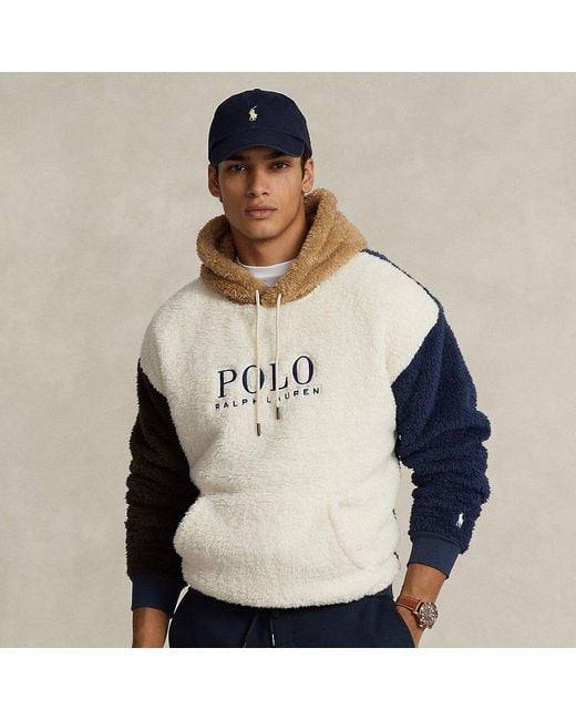Polo Ralph Lauren Fleece Hoodie Met Kleurblokken En Logo in het Naturel voor heren Lyst NL