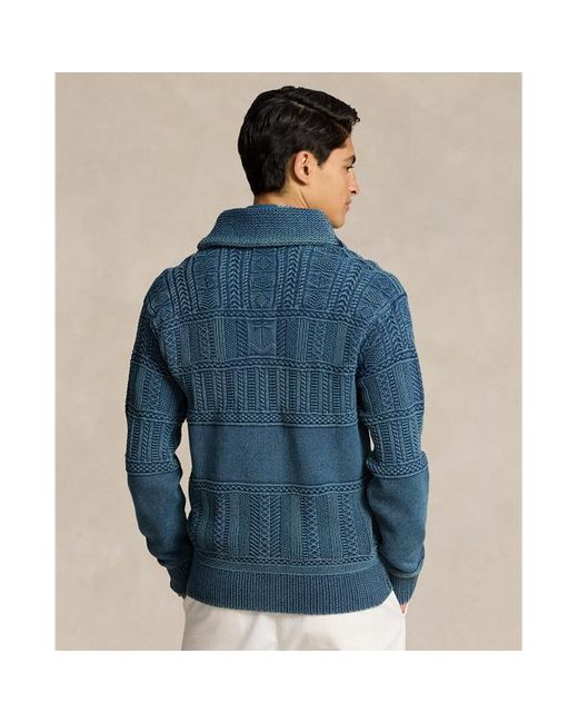 Polo Ralph Lauren Blue Anchor Aran-knit Cotton Cardigan for men
