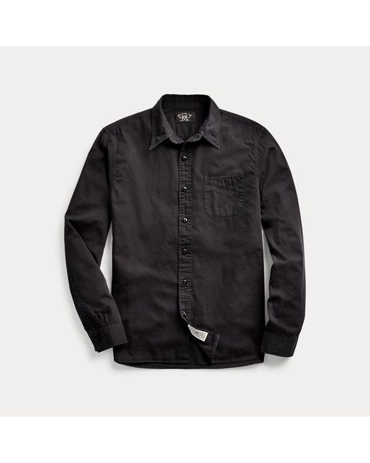 RRL Black Garment-dyed Twill Workshirt for men