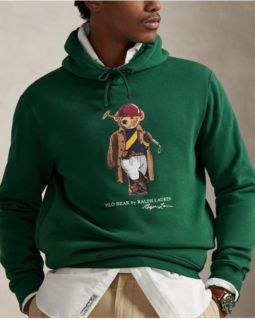 Ralph Lauren Green Polo Bear Fleece Hoodie for men