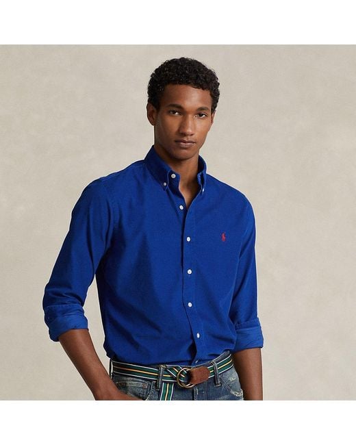 Polo Ralph Lauren Custom Fit Corduroy Shirt in Blue for Men Lyst UK