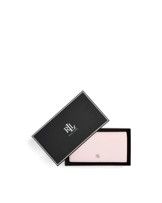 Portafoglio sottile in pelle di Lauren by Ralph Lauren in Pink