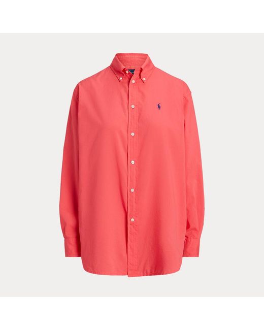Polo Ralph Lauren Oversized Katoenen Keper Overhemd in het Red
