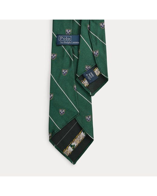 Polo Ralph Lauren Green Vintage-Inspired Striped Silk Club Tie for men