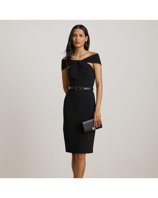 Ralph Lauren Black Twist-Front Crepe Cocktail Dress