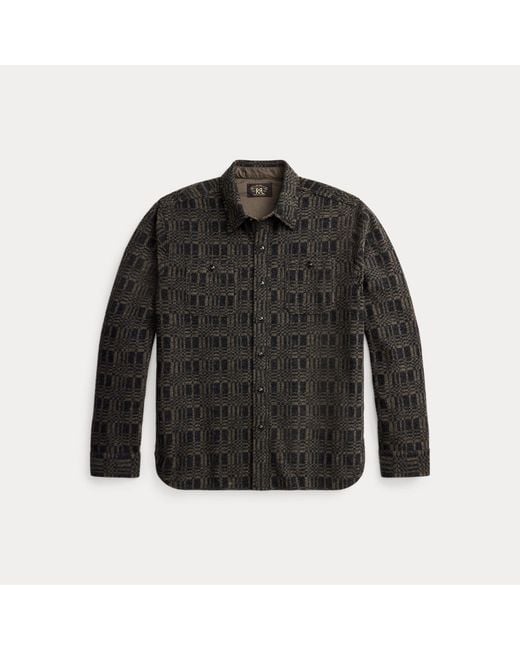 RRL Black Jacquard-Knit Wool-Blend Workshirt for men