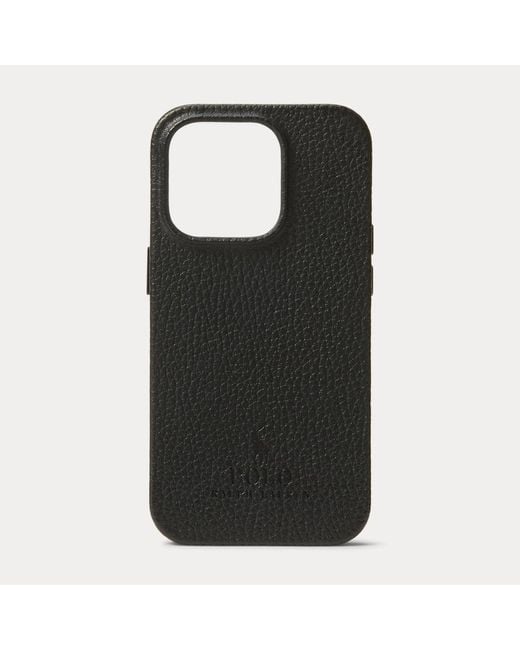 Custodia iPhone 15 Pro MagSafe in pelle di Polo Ralph Lauren in Black da Uomo
