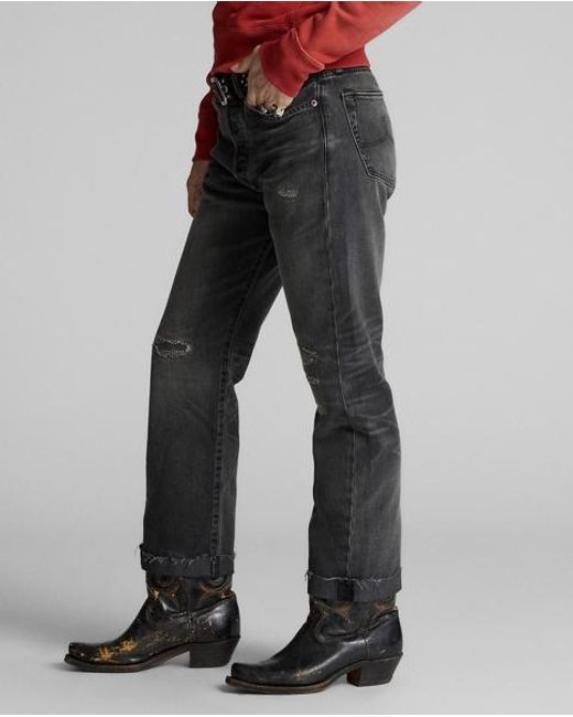 RRL Gray Boy Fit Repaired Jean
