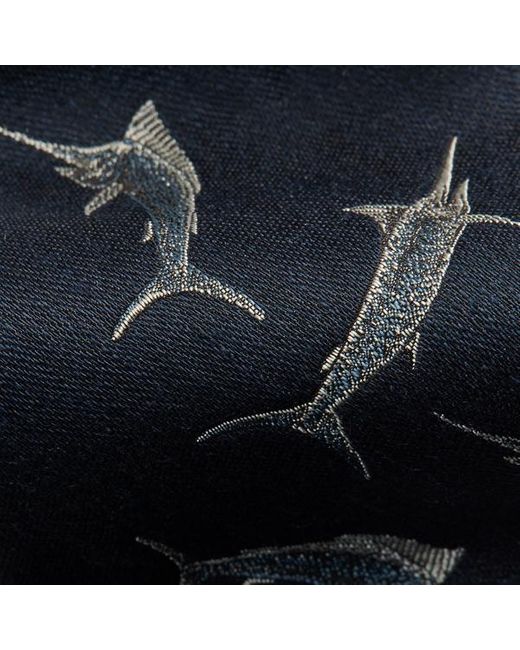 Polo Ralph Lauren Blue Marlin-print Silk-linen Serge Tie for men