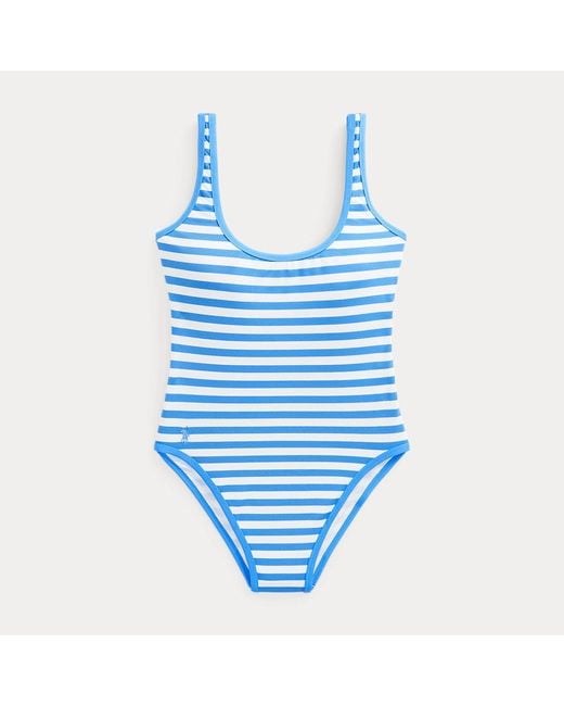Polo Ralph Lauren Blue Striped Scoopback One-piece Swimsuit
