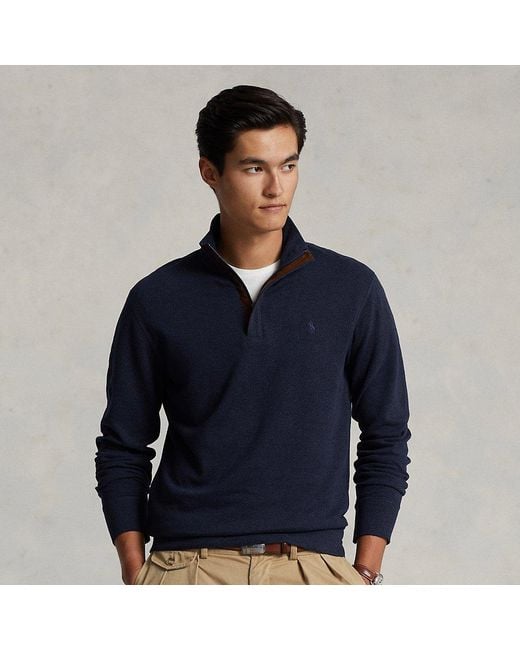 Polo Ralph Lauren Blue Luxury Jersey Quarter-zip Pullover for men