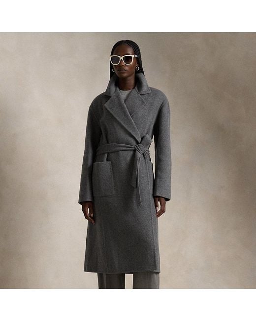 Polo Ralph Lauren Double faced Wool Wrap Coat in Grey Lyst UK