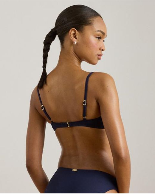 Ralph Lauren Blue Cutout Balconette Bikini Top