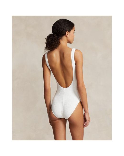Polo Ralph Lauren White Scoopback One-piece Swimsuit