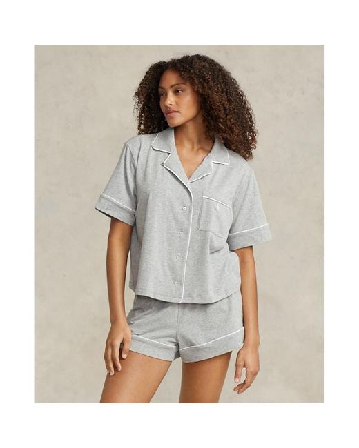 Polo Ralph Lauren Gray Short-sleeve Jersey Pajama Set