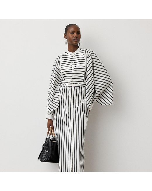 Ralph Lauren Gray Juliana Striped Cotton Day Dress