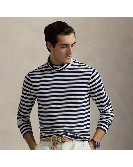 Ralph Lauren Blue Striped Lisle Turtleneck for men