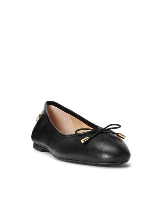 Ralph Lauren Black Jayna Leather Flat