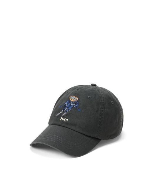 Ralph Lauren Black Polo Bear Twill Ball Cap for men