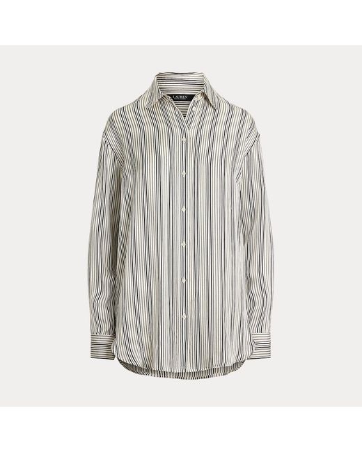 Camisa De Raso Con Rayas Relaxed Fit Ralph Lauren de color Gray