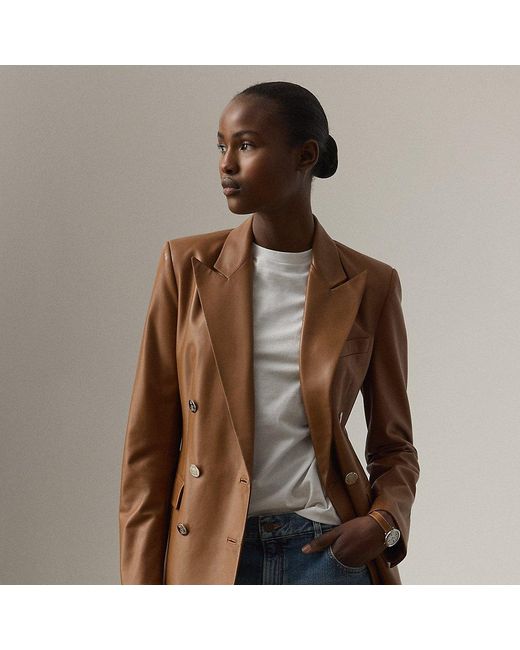 Giacca Camden in agnello di Ralph Lauren in Brown