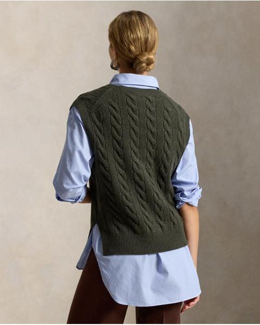 Polo Ralph Lauren Blue Cable-Knit Sleeveless Jumper