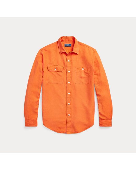 Polo Ralph Lauren Classic-Fit Arbeitshemd mit Leinen in Orange für Herren