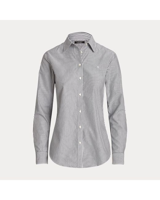 Ralph Lauren Gray Striped Easy Care Cotton Shirt