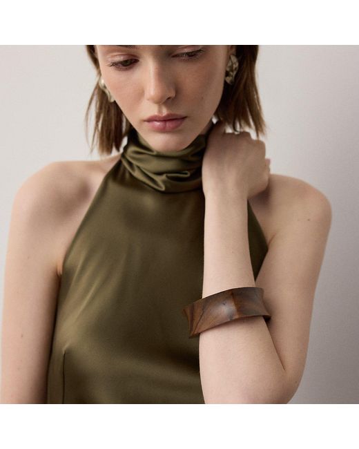 Ralph Lauren Green Wood & -Tone Triad Cuff