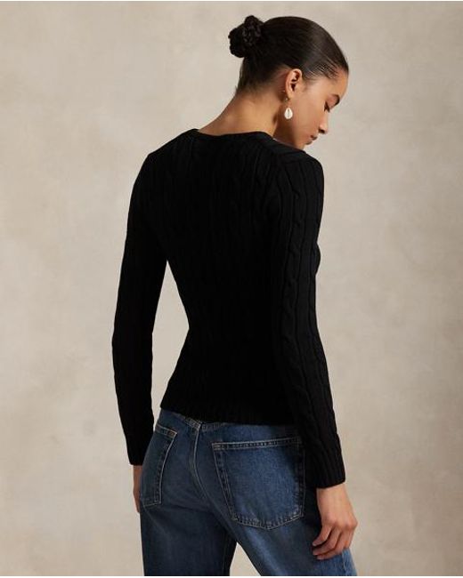 Pull Torsadé À Col Rond En Coton Ralph Lauren en coloris Black
