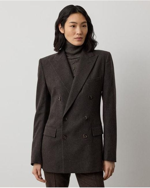 Ralph Lauren Black Rolland Wool Herringbone Jacket