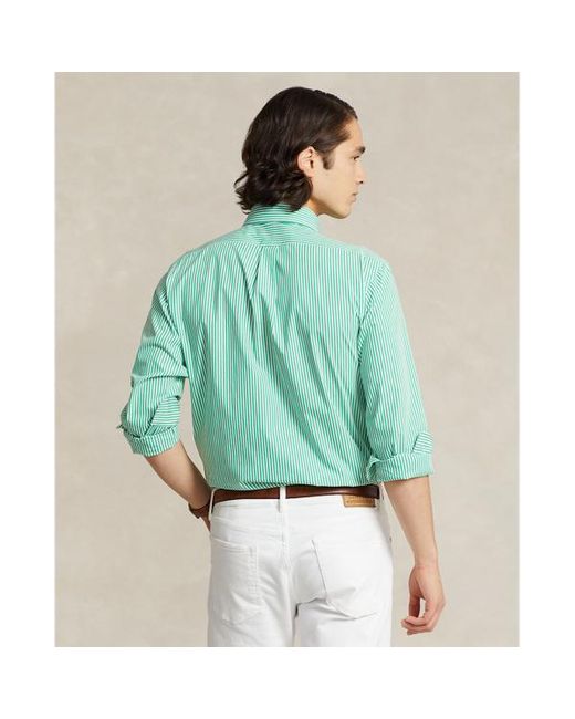 Polo Ralph Lauren Green Custom Fit Striped Stretch Poplin Shirt for men