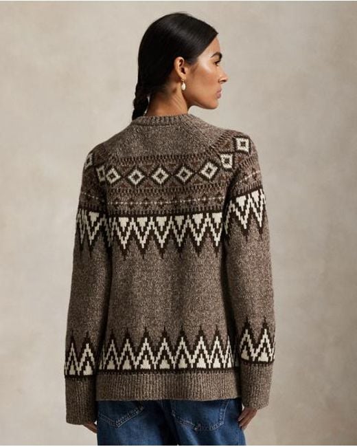 Polo Ralph Lauren Brown Strickjacke Mit Fair-Isle-Muster