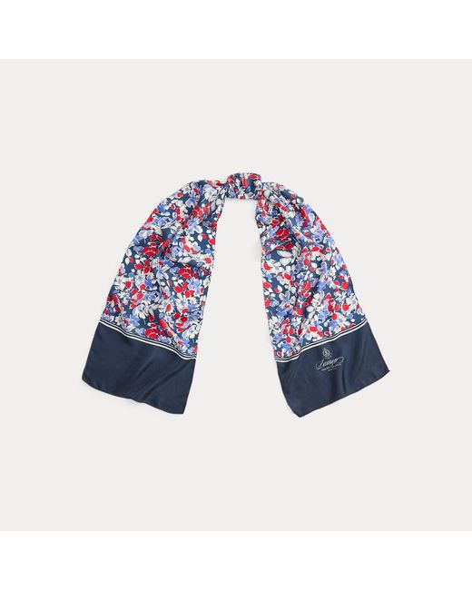 Ralph Lauren Blue Floral Silk Scarf