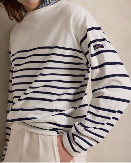 Polo Ralph Lauren White Relaxed Fit Striped Jersey Pullover for men