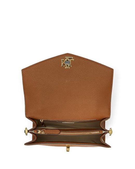 Sacoche Farrah Moyenne En Cuir Chagrin Ralph Lauren en coloris Blue