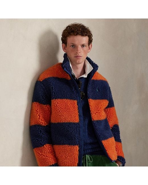Polo Ralph Lauren Red Striped Pile Fleece Jacket for men