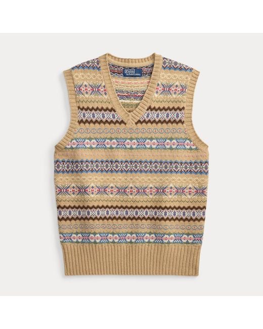 Polo Ralph Lauren Gray Fair Isle Cotton-Wool Sleeveless Jumper for men