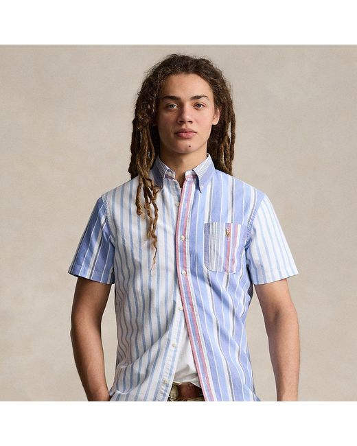 Ralph Lauren Blue Classic Fit Striped Oxford Fun Shirt for men